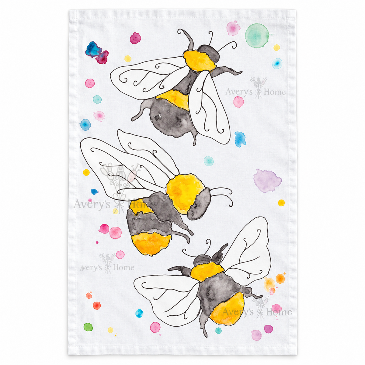 Watercolor Bumblebee Tea Towel