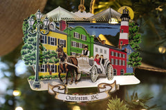 Charleston Landmark Collage Brass Ornament