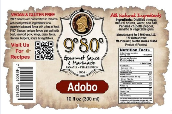 9°80° Adobo Sauce| All-Natural Gourmet Cooking Sauce & Marinade