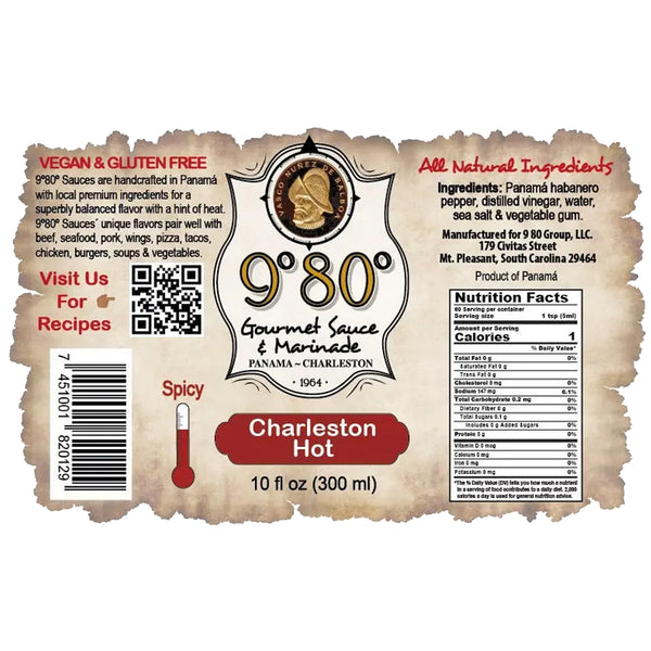 9°80° Charleston Hot Sauce | All-Natural Gourmet Cooking Sauce & Marinade