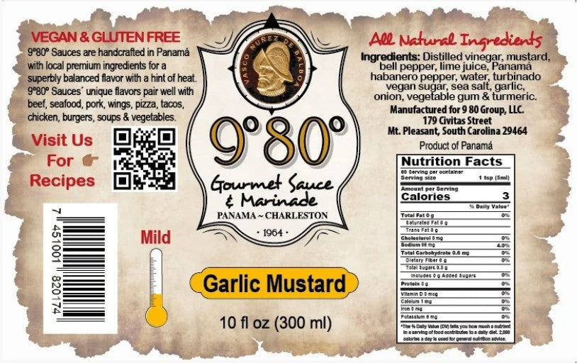 9°80° Garlic Mustard Sauce| All-Natural Gourmet Cooking Sauce & Marinade