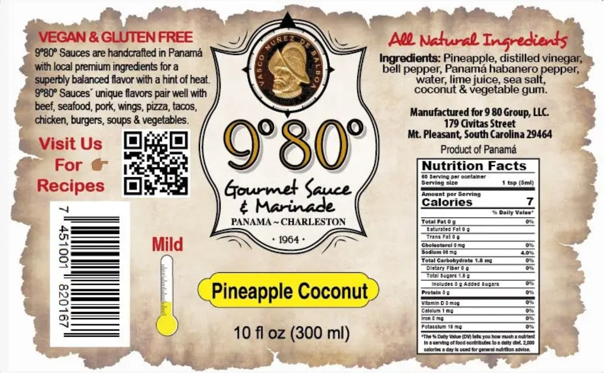 9°80° Pineapple Coconut Sauce| All-Natural Gourmet Cooking Sauce & Marinade
