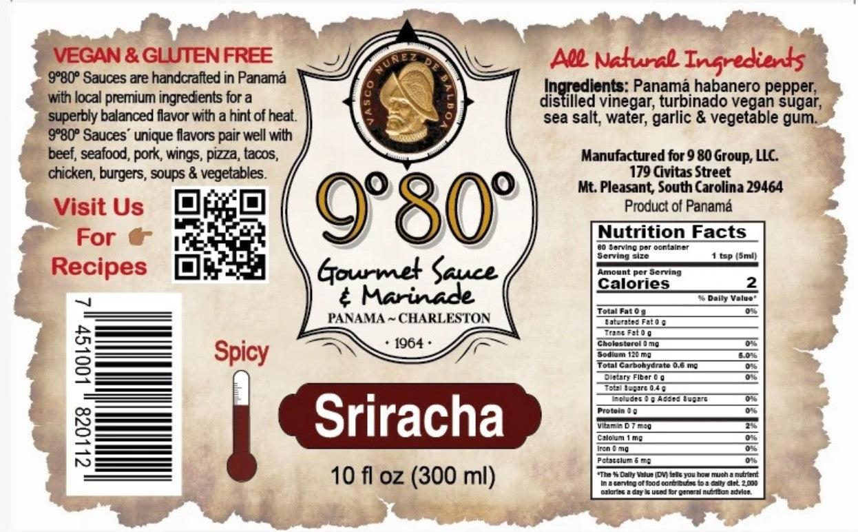 9°80° Sriracha Sauce| All-Natural Gourmet Cooking Sauce & Marinade