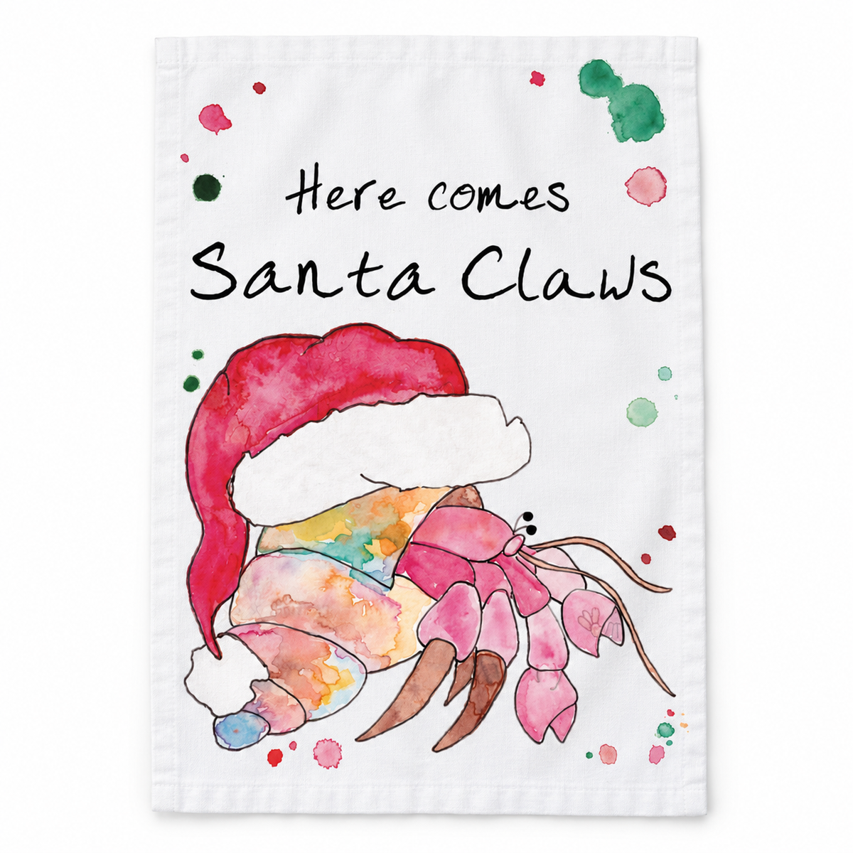 Here Comes Santa Claws Dish Towel
