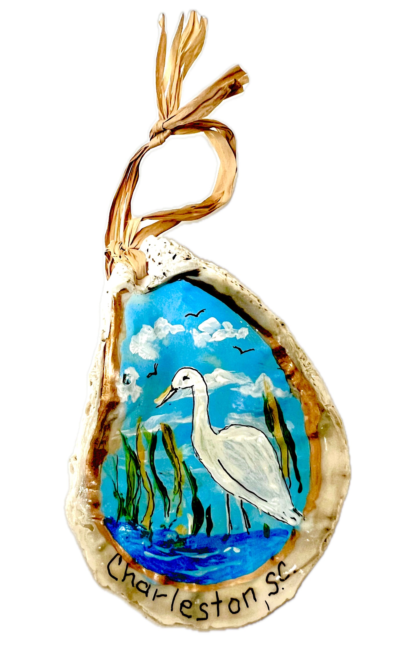 Hand Painted Oyster Shell Ornament