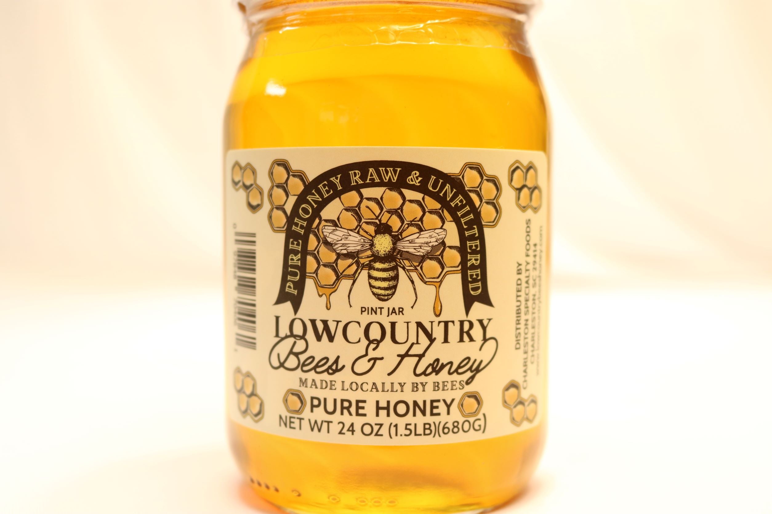 Local Charleston Bees and Honey Pint Jar - Charleston Specialty Foods